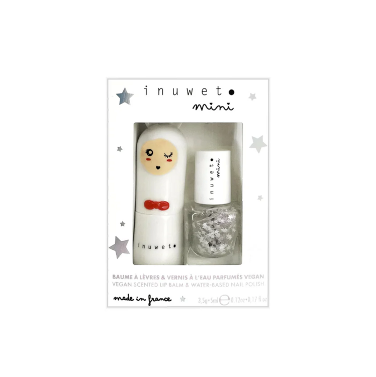 INUWET | Duo Baume à Lèvres et Vernis - Barbe à papa et cotton