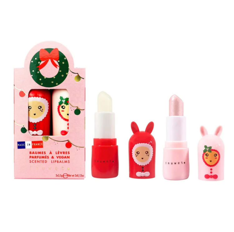 INUWET | Duo Baumes à Lèvres Noël - Mangue et sucre d'orge