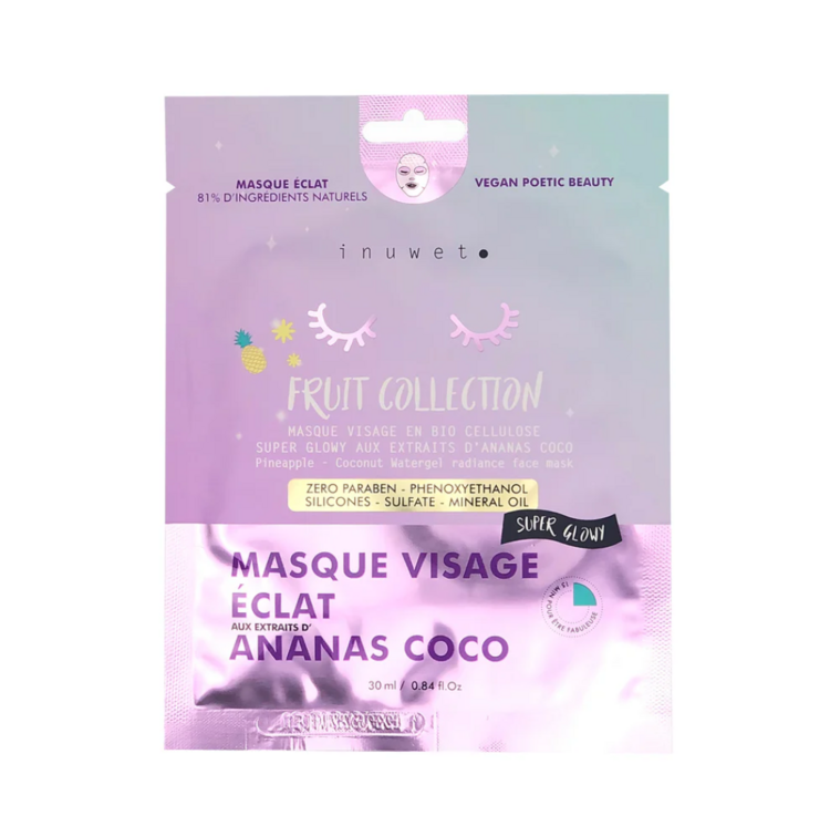 INUWET | Masque Visage Biocellulose - Ananas coco