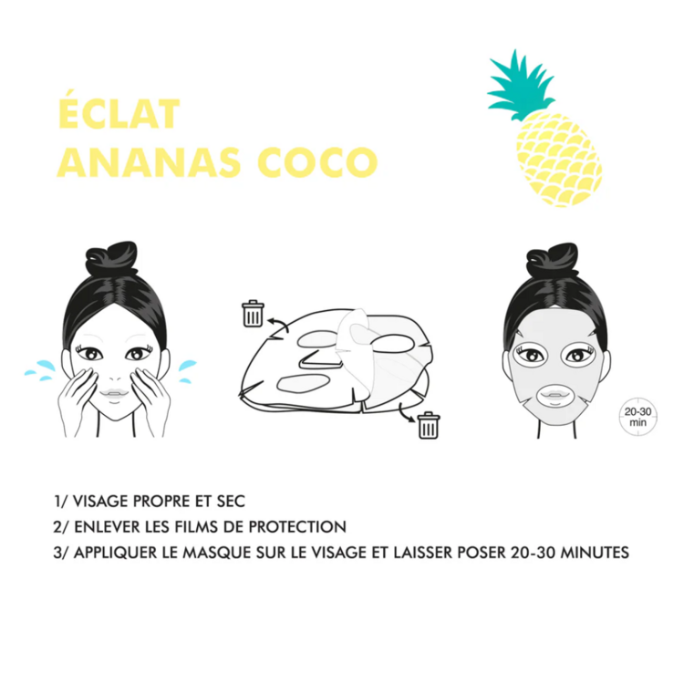 INUWET | Masque Visage Biocellulose - Ananas coco