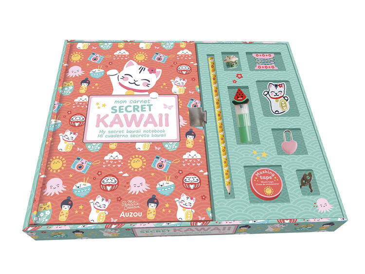 AUZOU | Mon Coffret de Papeterie - Mon carnet secret kawaii