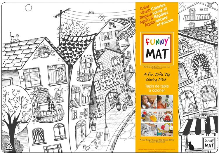 FUNNY MAT | Tapis à Colorier de Table - Ville de chats