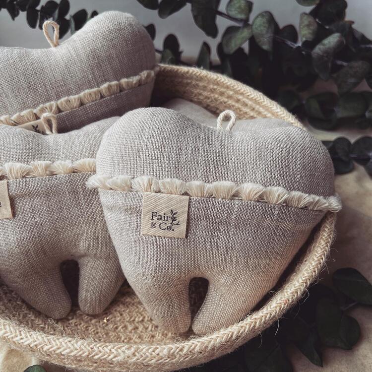 FAIRY & CO | Coussin avec Pochette "Ma Dent" - Argille
