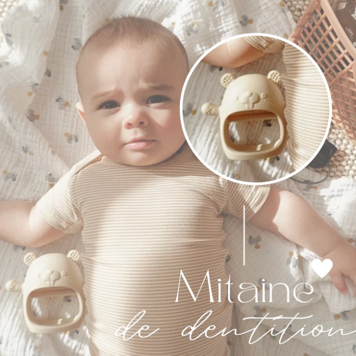 CRÉATION JADE | Mitaine de Dentition - Castor - Crème