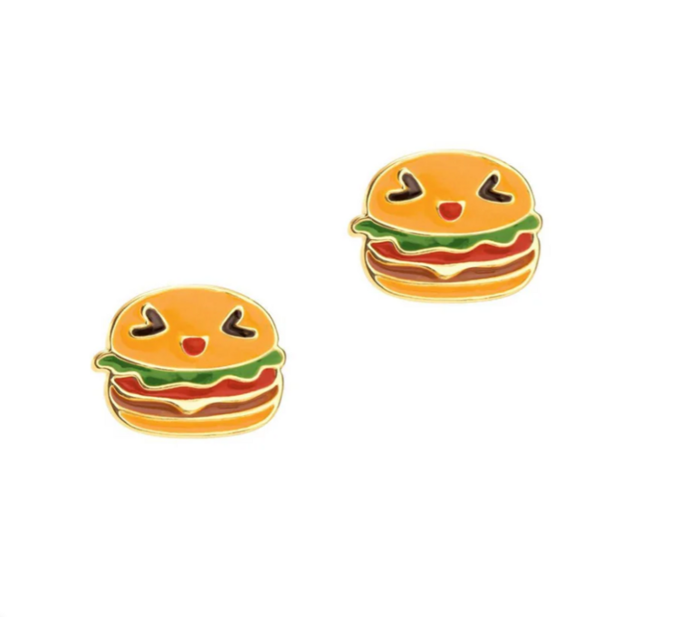 GIRL NATION | Boucles d'Oreilles en Émail - Hamburger