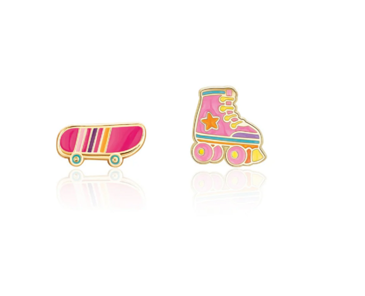 GIRL NATION | Boucles d'Oreilles en Émail - Patin & planche