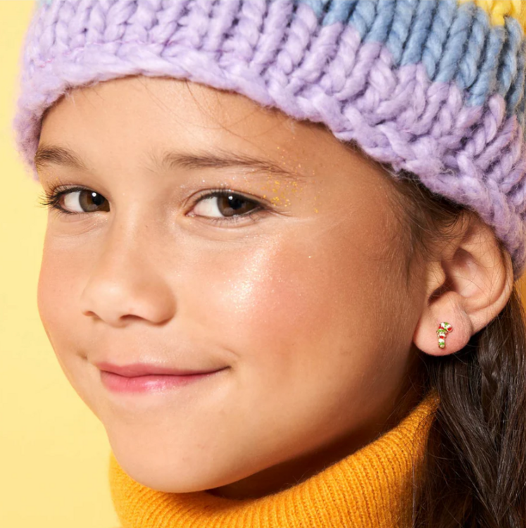 GIRL NATION | Boucle d'oreille en émail - Canne de bonbon