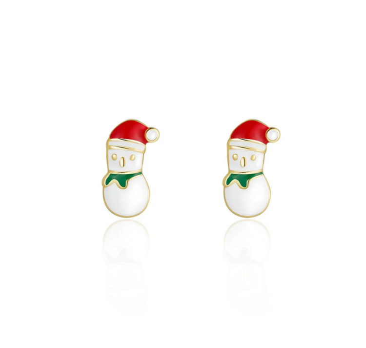 GIRL NATION | Boucle d'oreille en émail - Bonhomme de neige
