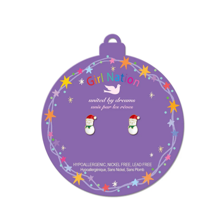 GIRL NATION | Boucle d'oreille en émail - Bonhomme de neige