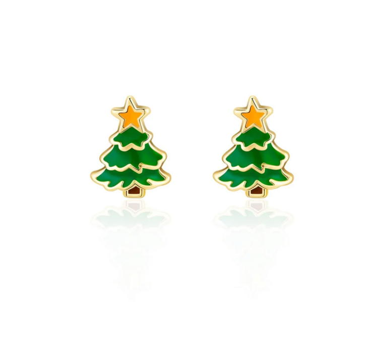 GIRL NATION | Boucle d'oreille en émail - Sapin de noel