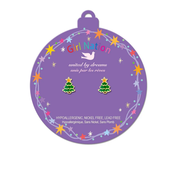 GIRL NATION | Boucle d'oreille en émail - Sapin de noel