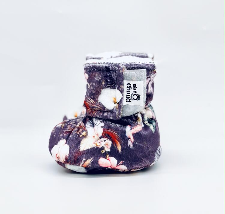 BEBE Ô CHAUD | Pantoufles à Velcro - Bouquet (0-3 mois)