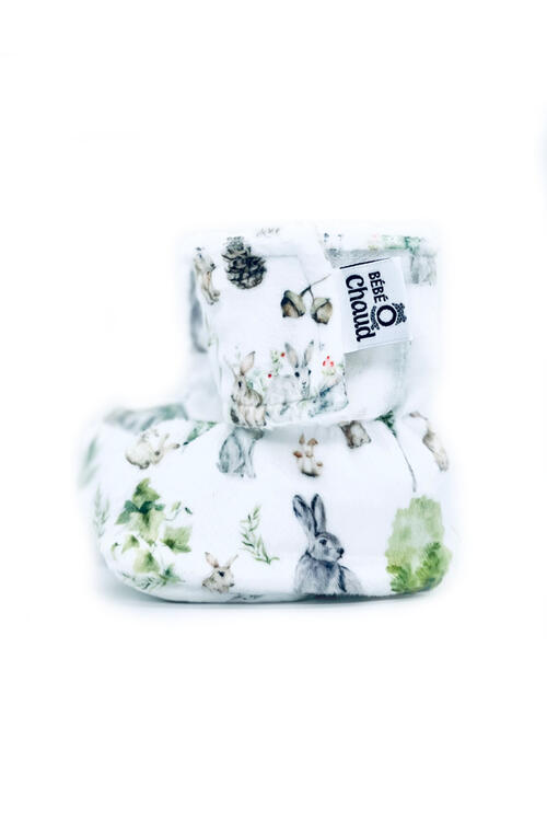 BEBE Ô CHAUD | Pantoufles à Velcro - Lièvre en foret (9-18 mois)