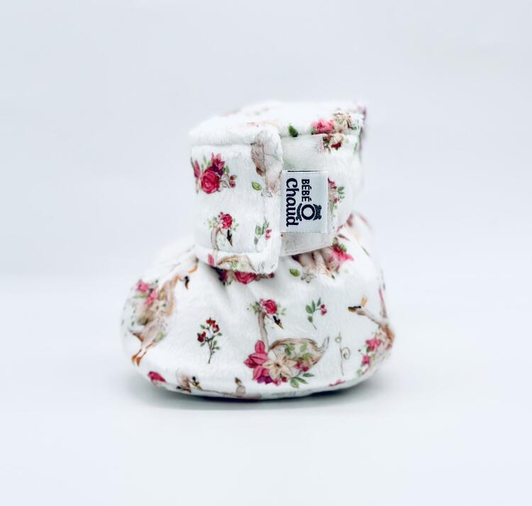 BEBE Ô CHAUD | Pantoufles à Velcro - Cygne en fleur (18-24 mois)