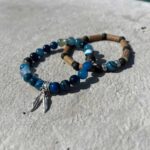 PUR NOISETIER | Duo de bracelets 8" - Agathe bleue