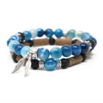 PUR NOISETIER | Duo de bracelets 8" - Agathe bleue