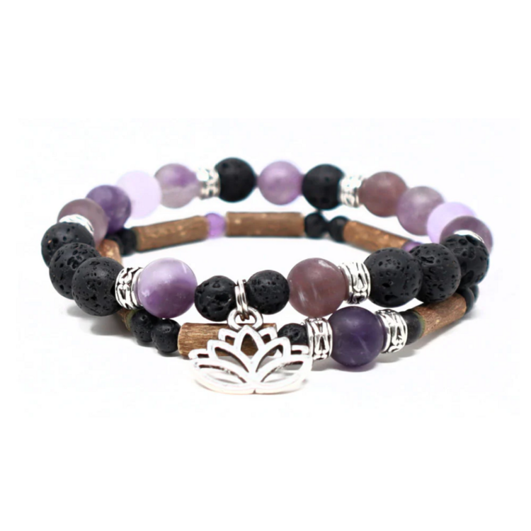 PUR NOISETIER | Duo de Bracelets 6" - Améthyste violet