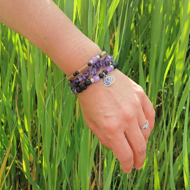 PUR NOISETIER | Duo de Bracelets 6" - Améthyste violet