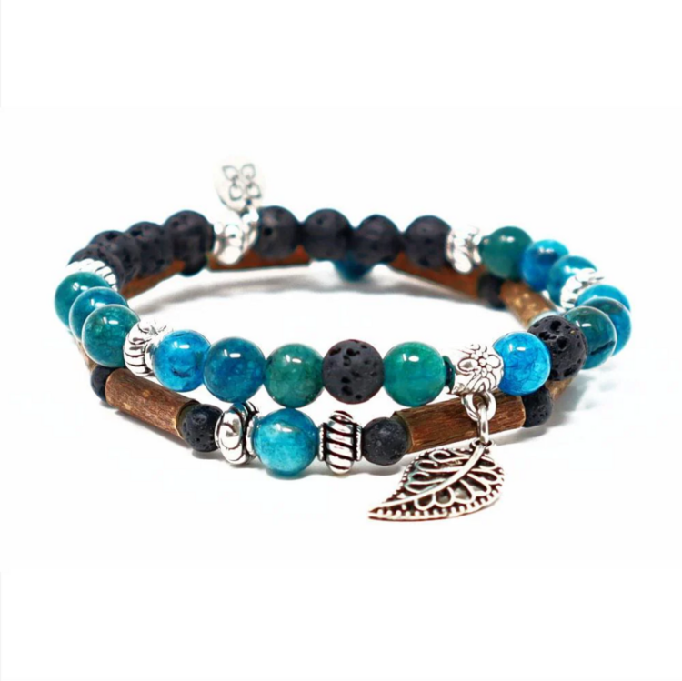 PUR NOISETIER | Duo de Bracelets 6" - Apatite bleue