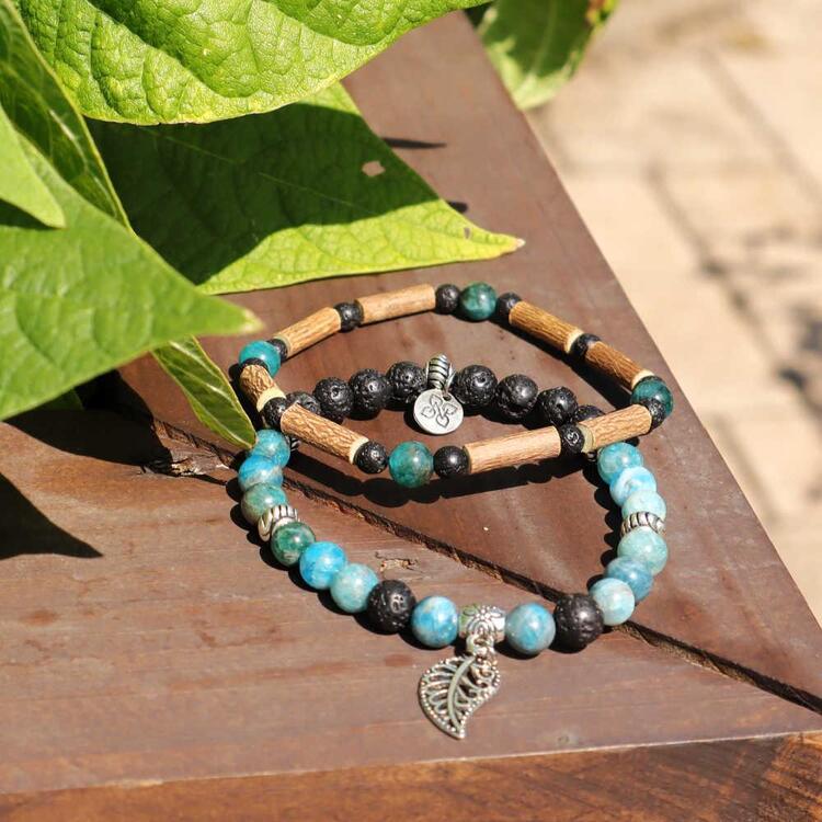 PUR NOISETIER | Duo de Bracelets 6" - Apatite bleue