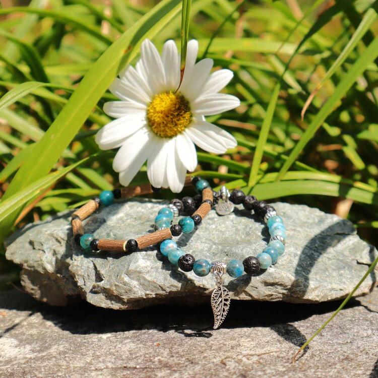 PUR NOISETIER | Duo de Bracelets 6" - Apatite bleue