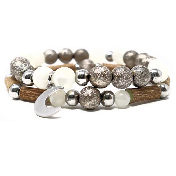 PUR NOISETIER | Duo de Bracelets 6" - Pierre de lune