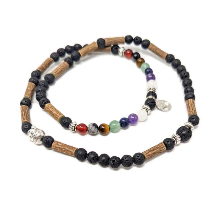 PUR NOISETIER | Collier Diffuseur 22" - 7 pierres chakras