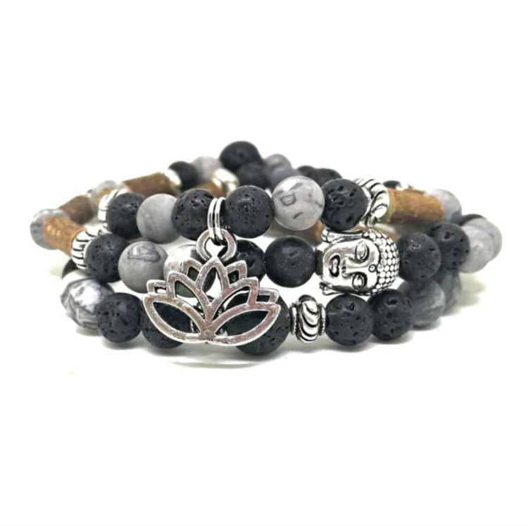 PUR NOISETIER | Collier Diffuseur 22" - Jaspe picasso