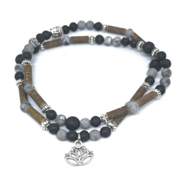 PUR NOISETIER | Collier Diffuseur 22" - Jaspe picasso