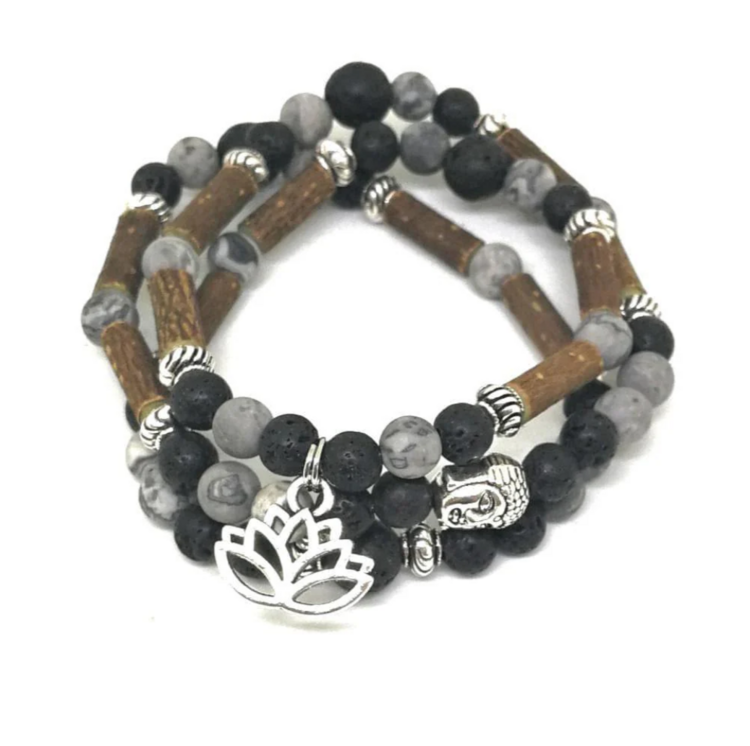 PUR NOISETIER | Collier Diffuseur 22" - Jaspe picasso