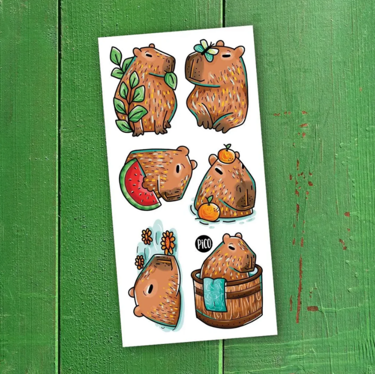 PiCO | Tatouage Temporaire - Les paisibles capybaras