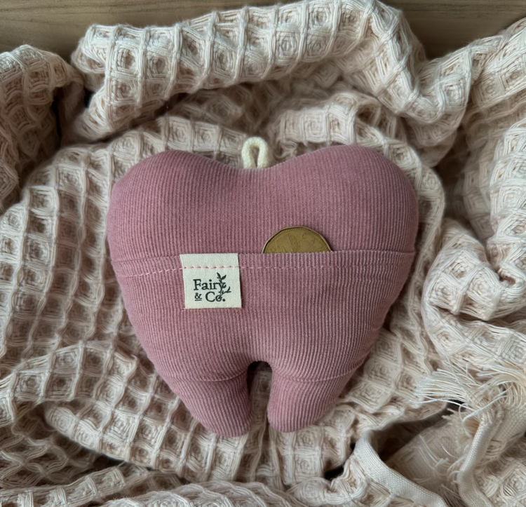 FAIRY & CO | Coussin avec Pochette "Ma Dent" - Sorbet velours
