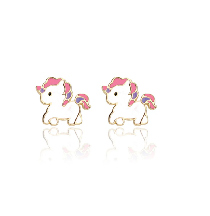 GIRL NATION | Boucles d'Oreilles en Émail - Licorne magique
