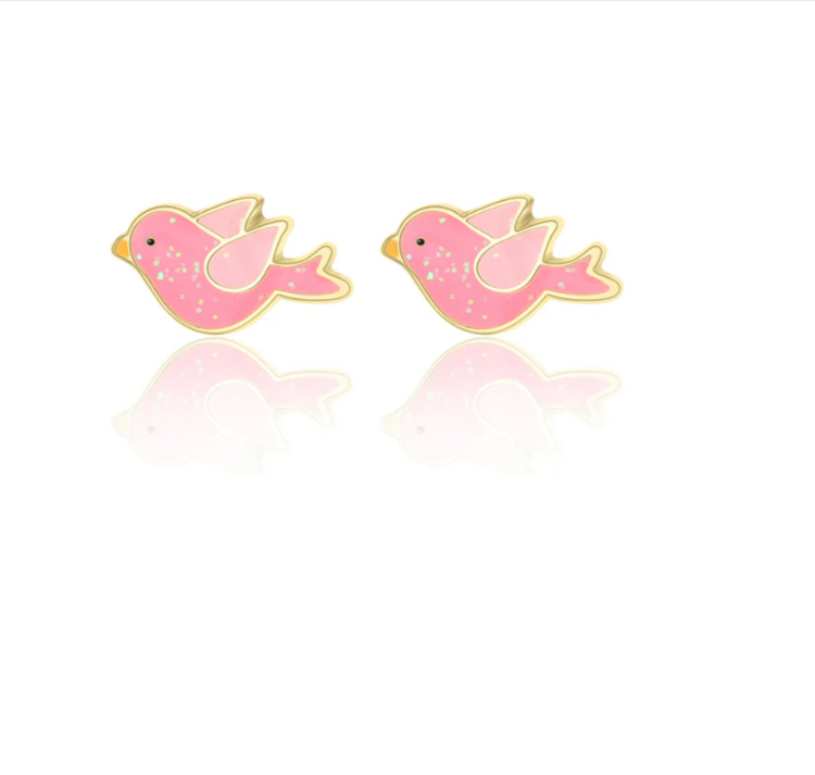 GIRL NATION | Boucles d'Oreilles en Émail - Oiseau scintillant