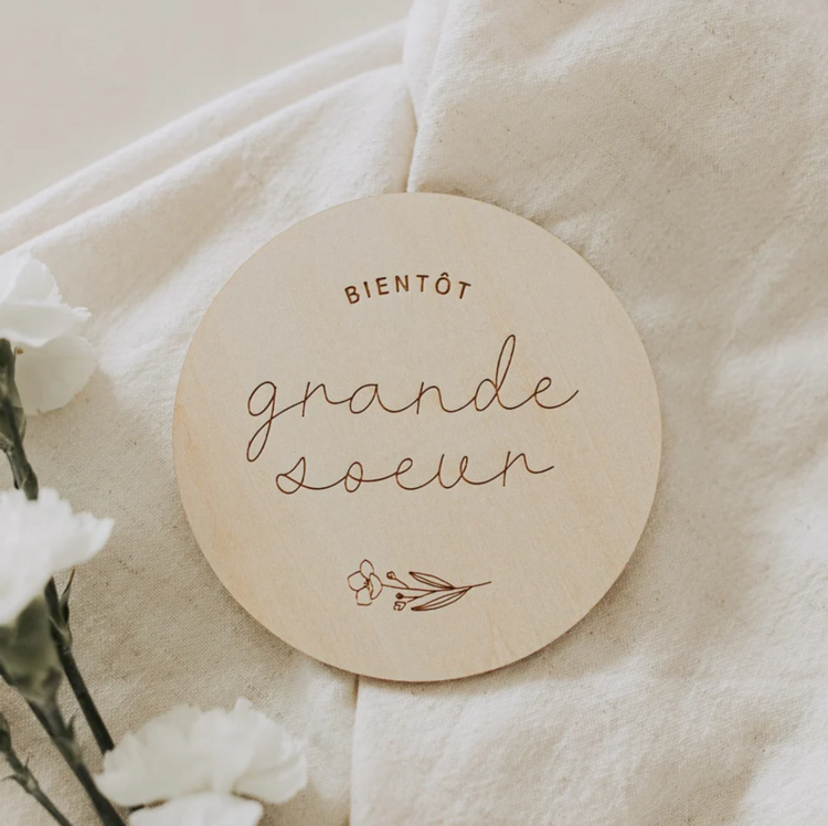 LE PETIT TABLEAU NOIR | Pastille en Bois - Bientôt grande soeur