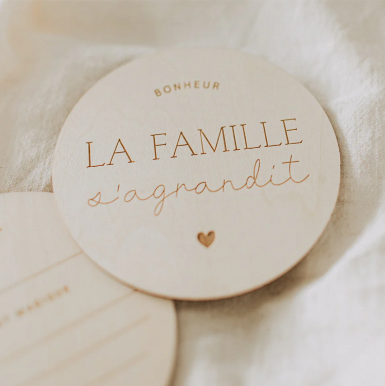 LE PETIT TABLEAU NOIR | Pastille en Bois - La famille s'aggrandit