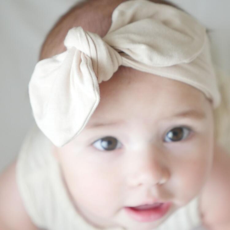 BALUCHON | Bandeau Bébé Noeud en Bambou - Beige