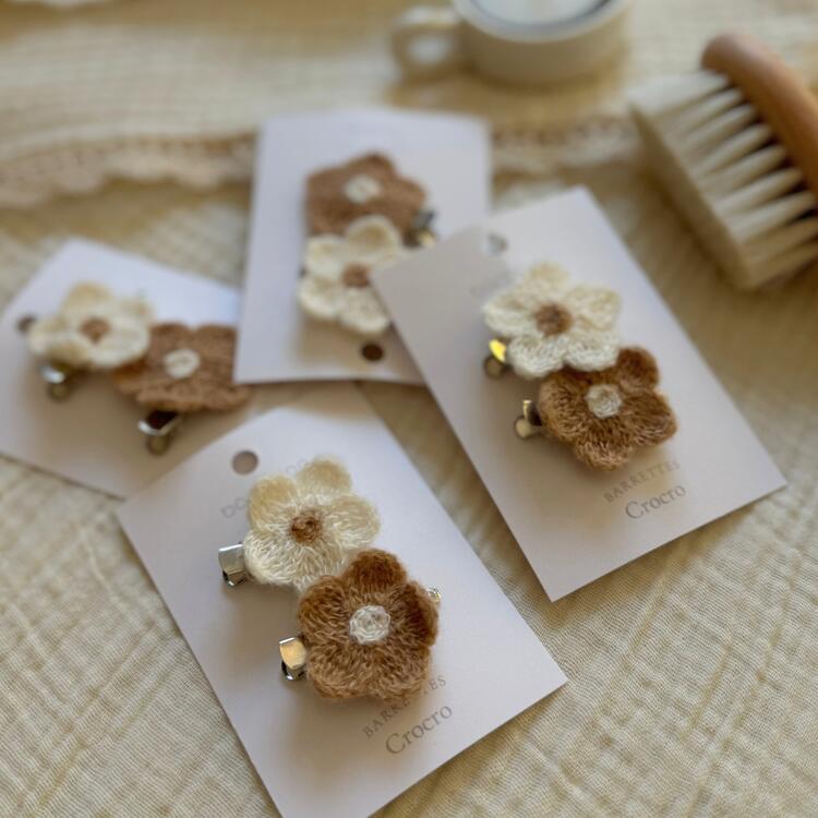 BALUCHON | Duo de Barrettes Croco - Marguerites en crochet