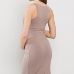 HELLO MIZ | Robe Débardeur avec Fronces Latérales et Fente - Taupe