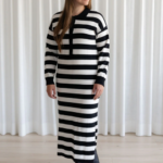 ROSE MATERNITÉ | Robe longue polo rayé