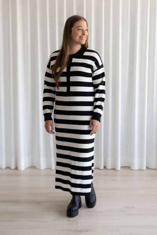 ROSE MATERNITÉ | Robe longue polo rayé