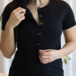 ROSE MATERNITÉ | Robe à Boutons - INTRIGUE - Noir