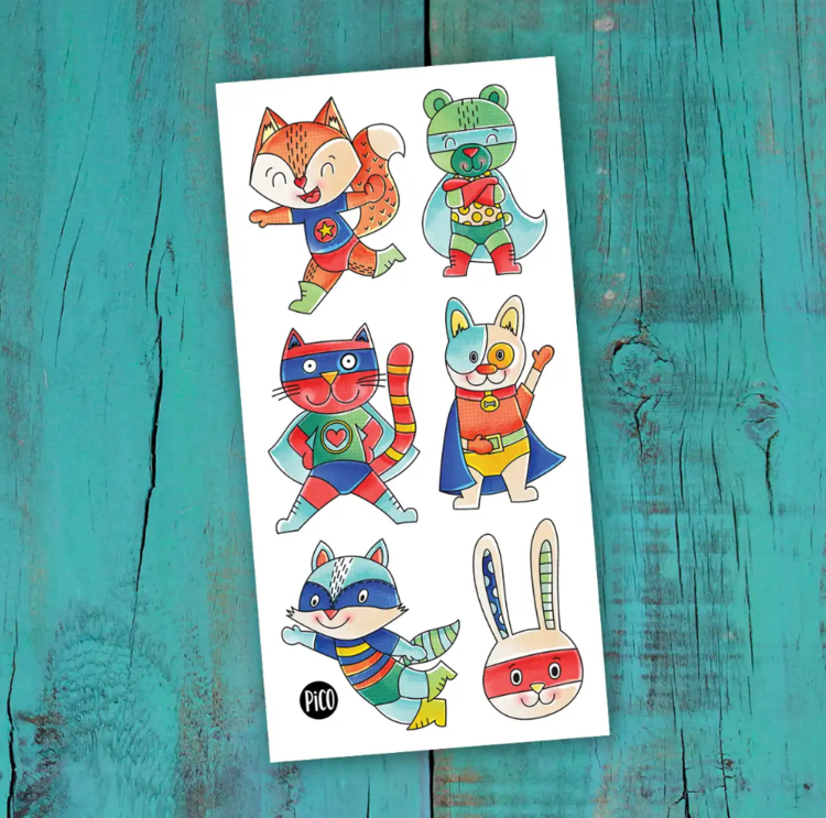 PiCO | Tatouage Temporaire - Les super-héros animaux