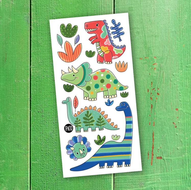 PiCO | Tatouage Temporaire - Les dinos colorés