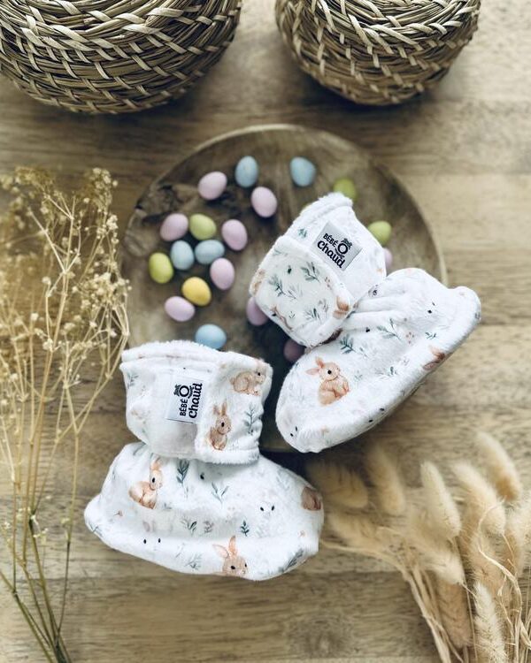 BEBE Ô CHAUD | Pantoufles à Velcro – Lapinou (18-24 mois)