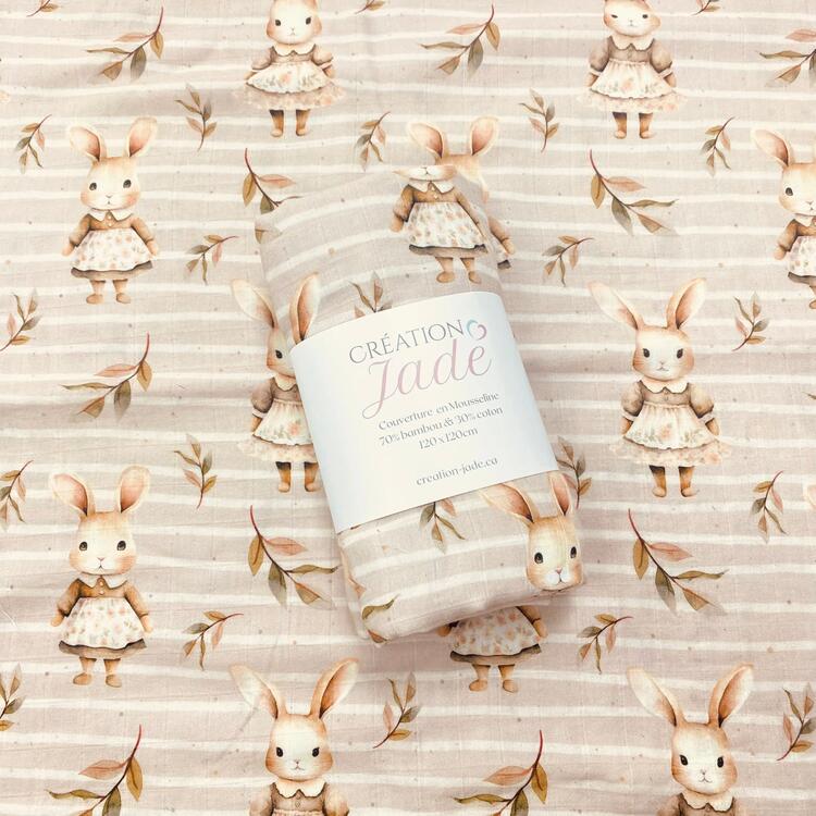 CRÉATION JADE | Mousseline de Bambou & Coton - Madame lapin