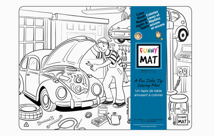 FUNNY MAT | Tapis à Colorier de Table en Format Compact - Mécanique