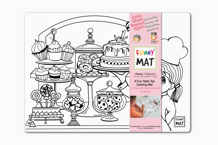 FUNNY MAT | Tapis à Colorier de Table en Format Compact - Pâtisserie