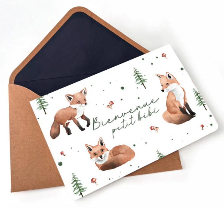CRÉATIONS ODIE | Carte de souhait - Bienvenue petit renard