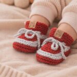 FAIT À LA MAIN | Pantoufles et Tuque - Gris & rouge
